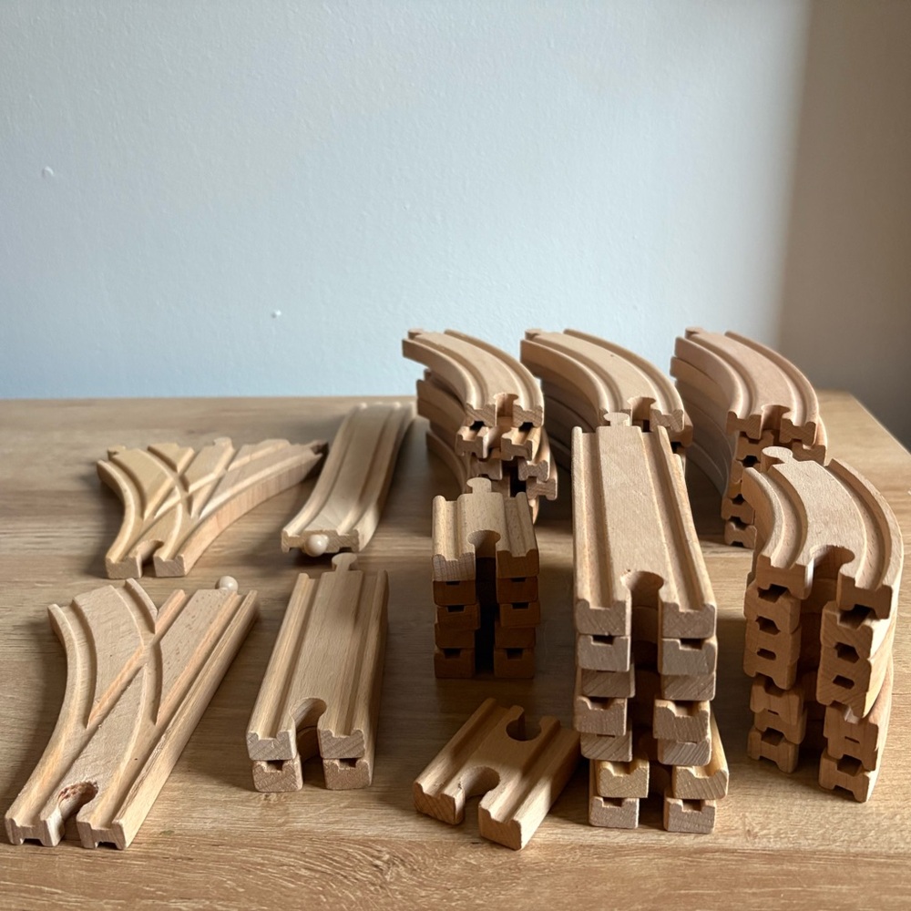 Wooden Train Tracks and Train
